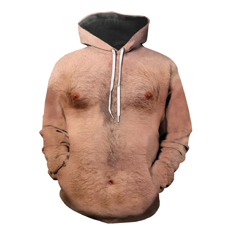 Ugly Chest Hairy HoodiePolyester Hoodies