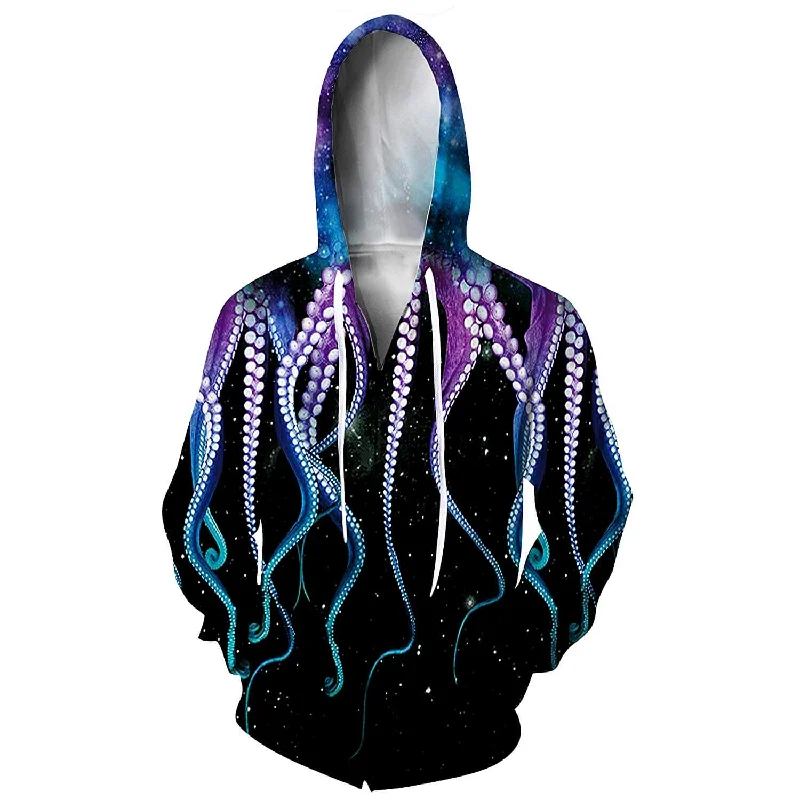 Colorful Octopus Zip HoodieReversible Hoodies