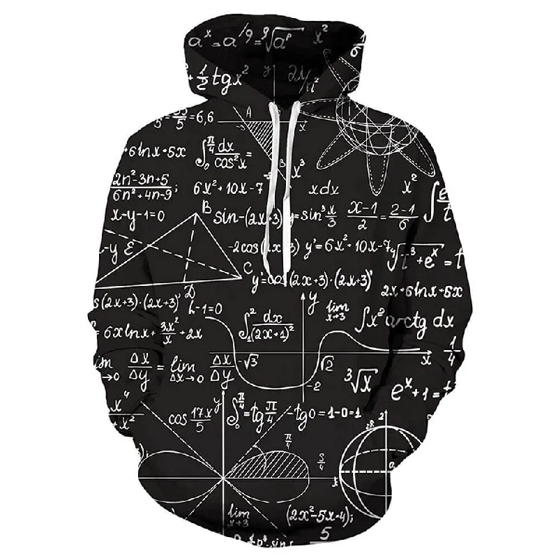 Black Math Prints HoodieStudded Sweatshirts