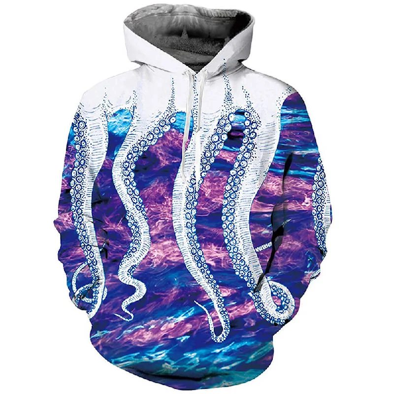 White Purple Octopus HoodiePlush Hoodies