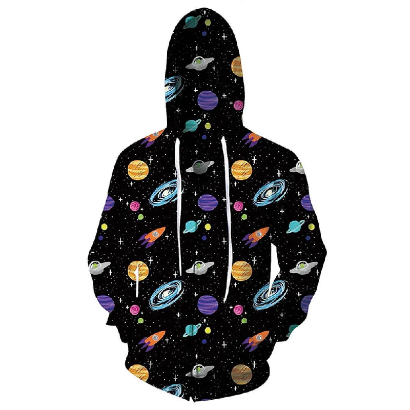 Spaceship Galaxy Zip Up HoodieBeaded Sweatshirts