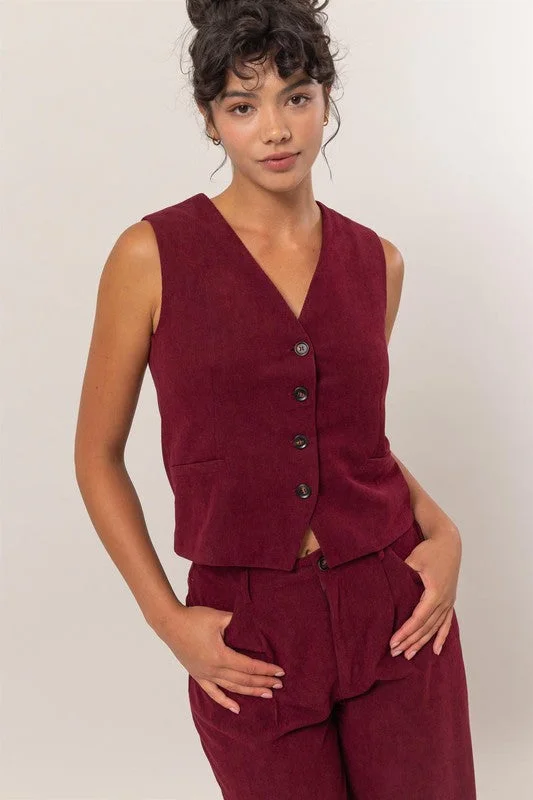 Wine Colored Corduroy Vest