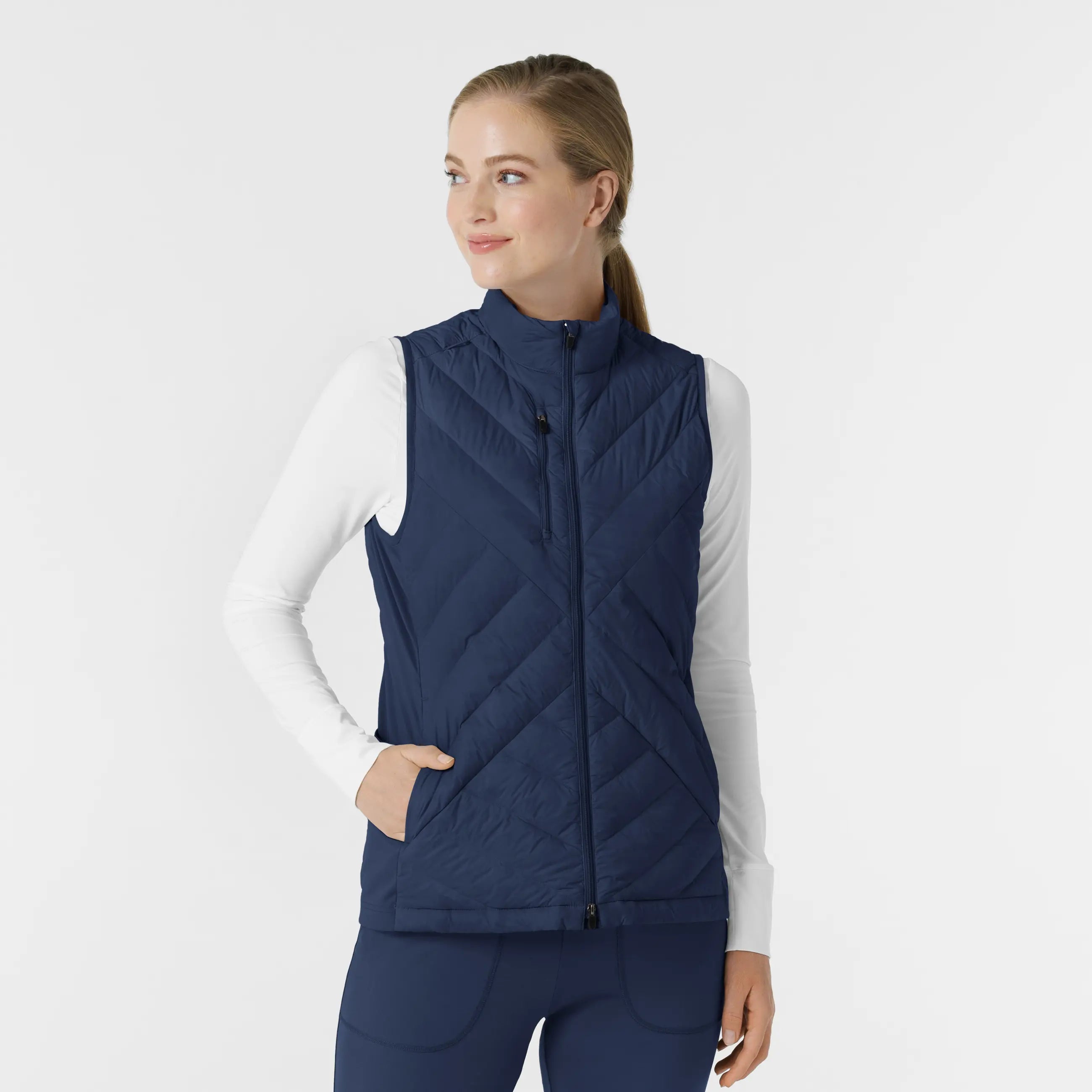 Wink Women's Quilted Scrub Vest - Navy