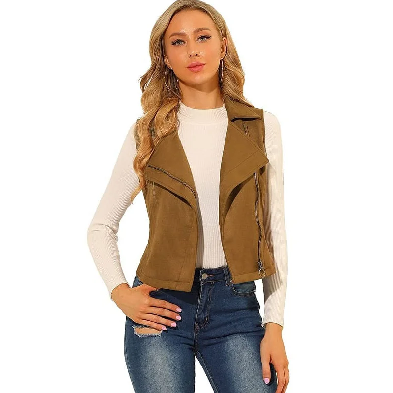 Women Casual Suede Leather Vest