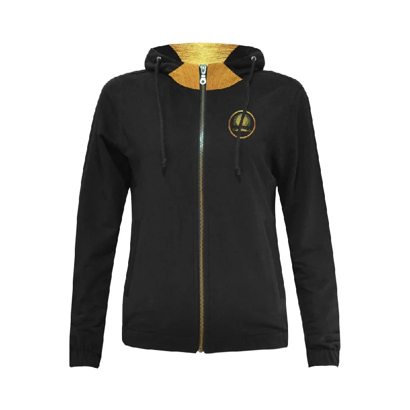 Yahuah-Tree of Life 03-01 Ladies Designer Full Zip HoodiePocketed Hoodies