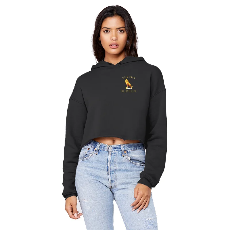 Yahusha-The Lion of Judah 01 Designer AWDis Cropped Raw Edge Boyfriend HoodieKangaroo Pocket Sweatshirts