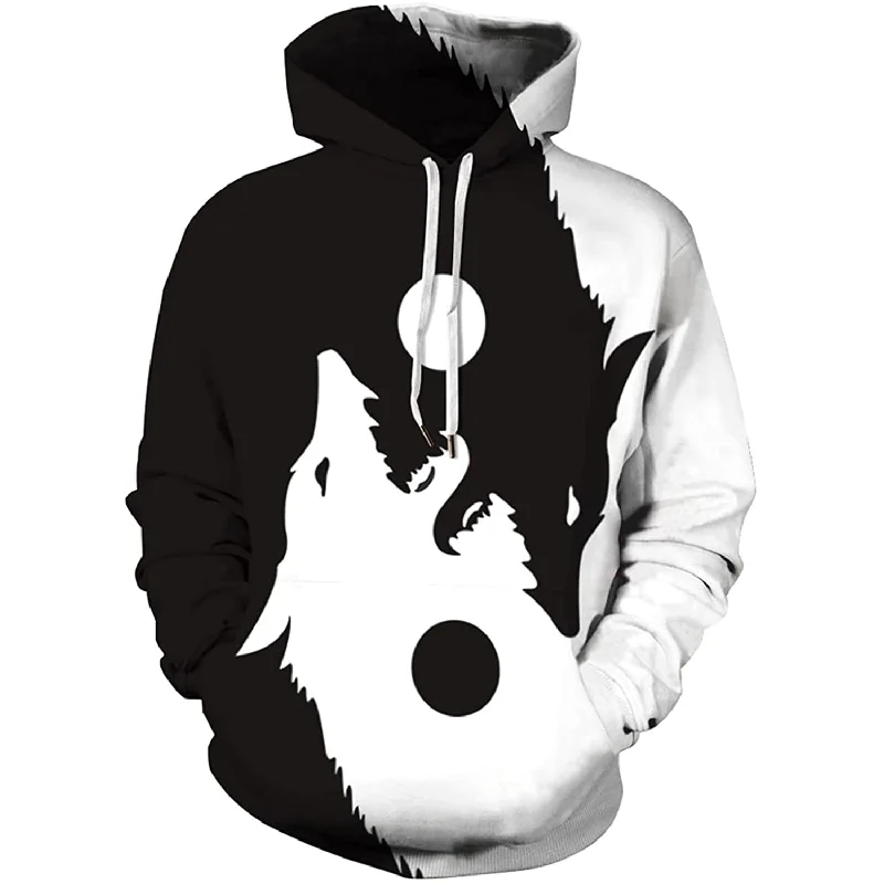 Yin Yang Wolf Funny HoodieGlitter Sweatshirts