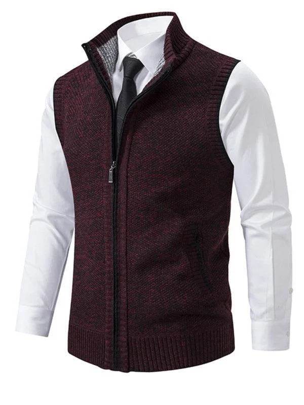 Stand Collar Sleeveless Knitted Men Vests