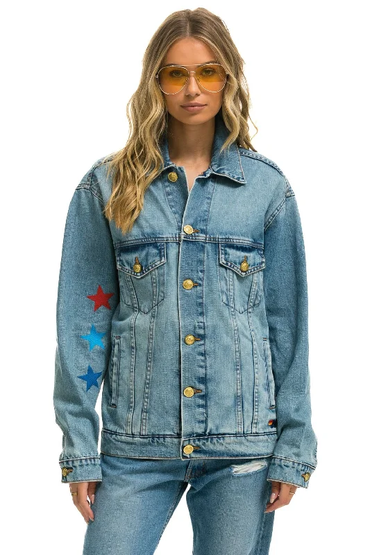 Plus size women's denim topsSTOKED OVERSIZED CONCERT DENIM JACKET - VINTAGE