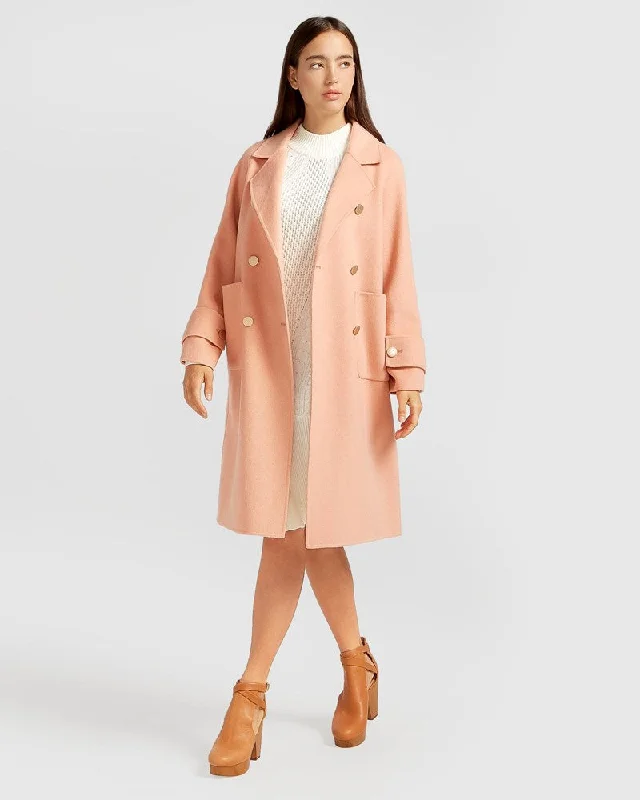 Knitted TeeRumour Has It Oversized Wool Blend Coat - Peach Fizz