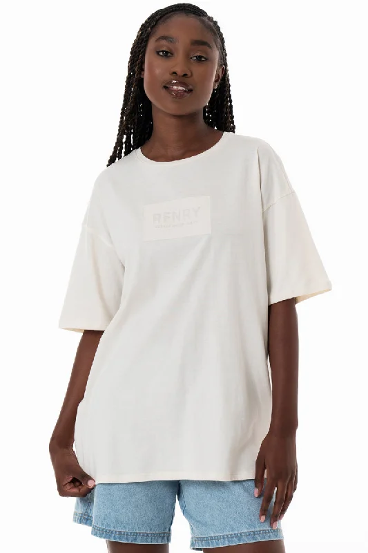 Large women's polyester topsOversized T-Shirt _ 154353 _ Off White